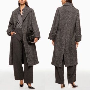 Anthropologie Gray Herringbone Coat